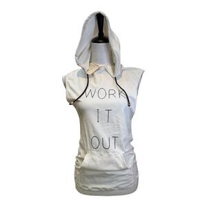 Solo Sport Cream Work It Out Sleeveless  Hoodie Tank‎ Top Size M